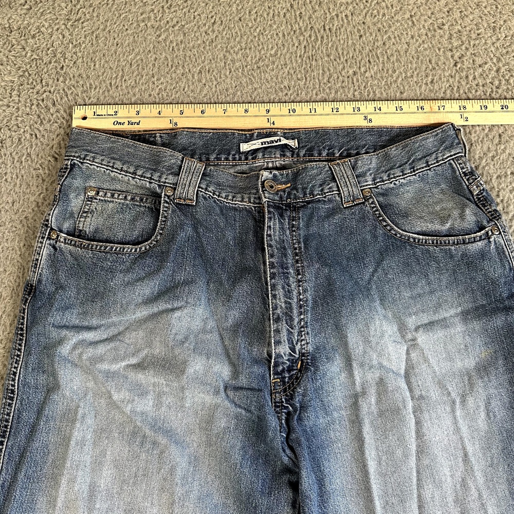 Mavi Jeans Men's 36x32 Blue Wide Leg Medium Wash Distressed (35x32 Actual) - Picture 6 of 14